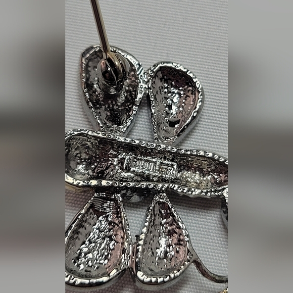 Vintage Butler Aurora Borealis rhinestone dragonfly brooch pin silver tone - Picture 9 of 11